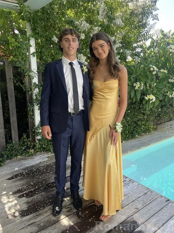 Simple Spaghetti Straps Mermaid Side Slit Yellow Long Evening Prom Dress Online, OL163 Simple Spaghetti Straps Mermaid Side Slit Yellow Long Evening Prom Dress Online, OL163