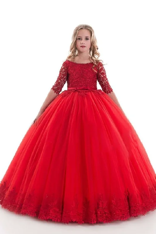 2024 New Arrival Scoop Ball Gown Flower Girl Dresses PBT95Y1Z