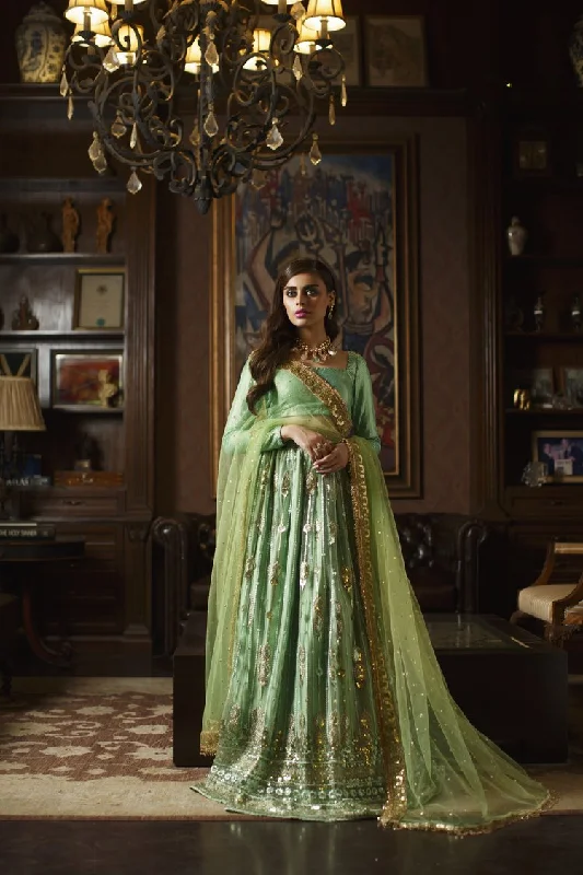 Green Lehenga Choli and Dupatta Pakistani Bridal Dress