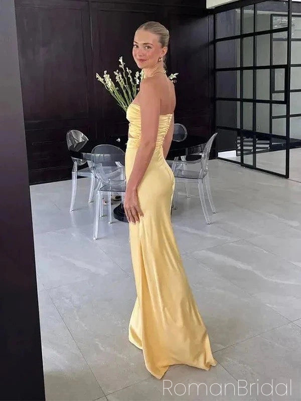 Simple Mermaid Elastic Satin Sleeveless Strapless Long Evening Prom Dress Online, OL164 Simple Mermaid Elastic Satin Sleeveless Strapless Long Evening Prom Dress Online, OL164