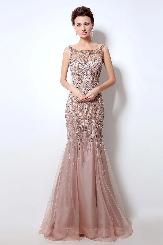 Formal Long Mermaid Evening Dress Beaded Luxury Prom Dress