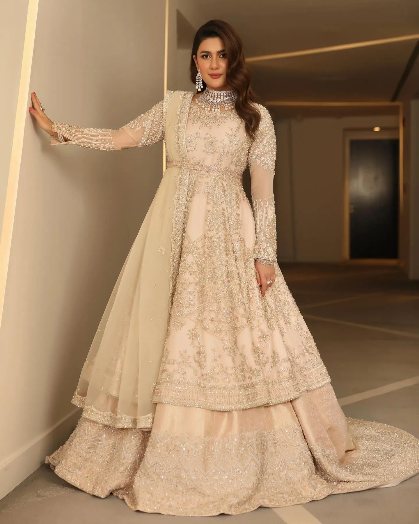 Pakistani Bridal Frock with Tail Lehenga Dress #BS923