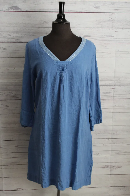 Cut Loose Hanky Linen - V-Neck Kaftan Dress FINAL SALE PRICE