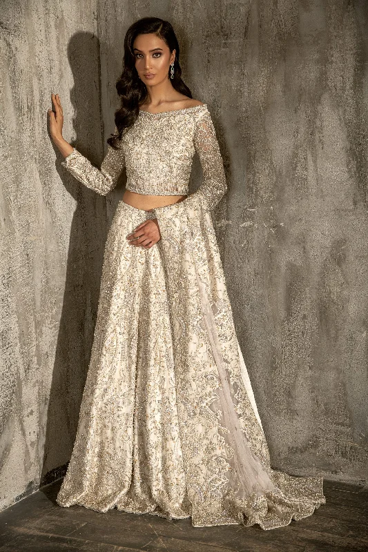 Pakistani Off White Lehenga Choli Bridal Dress #BS871
