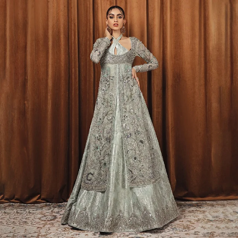 Bridal Lehenga with Front Open Kameez and Dupatta Dress