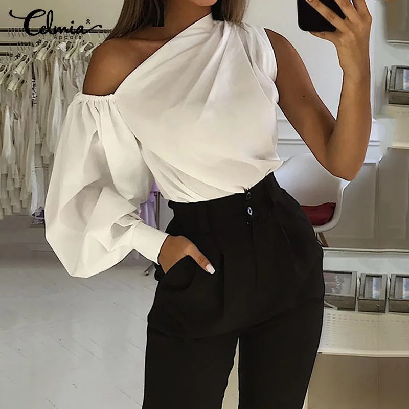 2020 Celmia Women Fashion Long Sleeve Shirts Plus Size Solid Cold Shoulder Blouses Casual Loose Tops Ladies Elegant Work Blusas Lightweight Chiffon Blouse 2020 Celmia Women Fashion Long Sleeve Shirts Plus Size Solid Cold Shoulder Blouses Casual Loose Tops Ladies Elegant Work Blusas Lightweight Chiffon Blouse