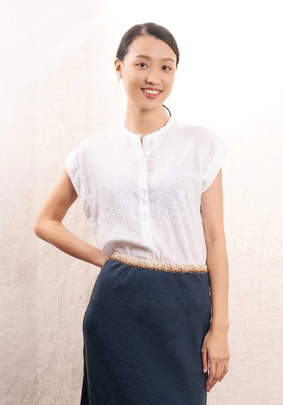 Blouse Teary Bbth501 01-White Versatile Layering Blouse