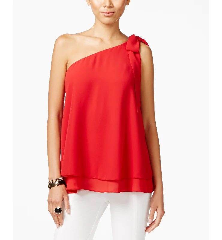 Inc International Concepts One-Shoulder Bow Blouse Versatile Layering Blouse