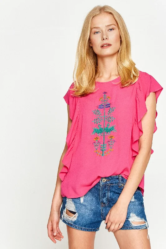 Fuchsia Blouse Casual Relaxed Blouse