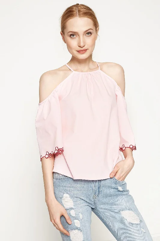 Women Pink Blouse Lightweight Tunic Blouse