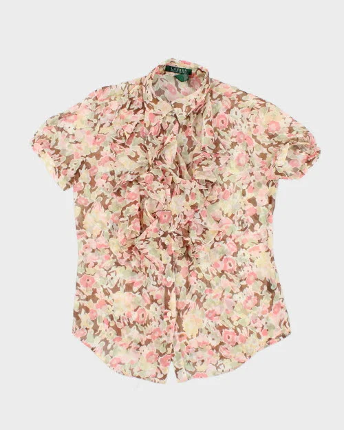 Ralph Lauren Floral Sheer Blouse - S Elegant Peplum Blouse