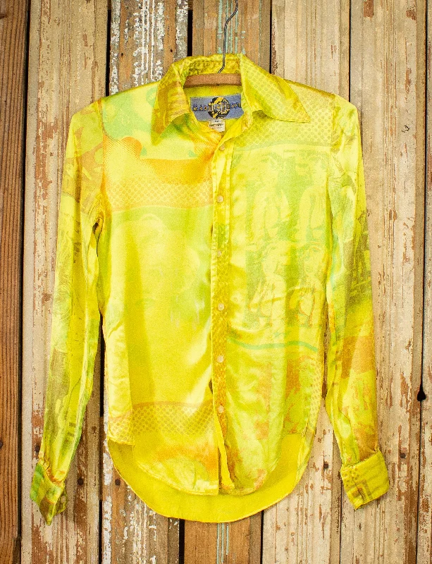 Vintage Made In Heaven Marilyn Monroe Blouse 1970s Yellow Small Casual Stripe Blouse