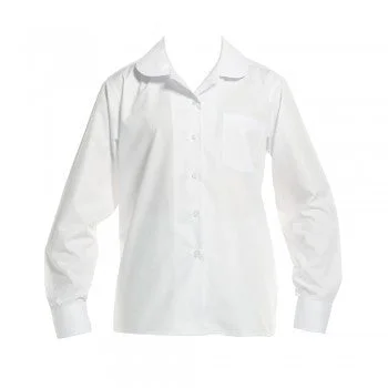 White <br>Girls Long Sleeved Peter Pan Blouse Sleeveless Chiffon Blouse