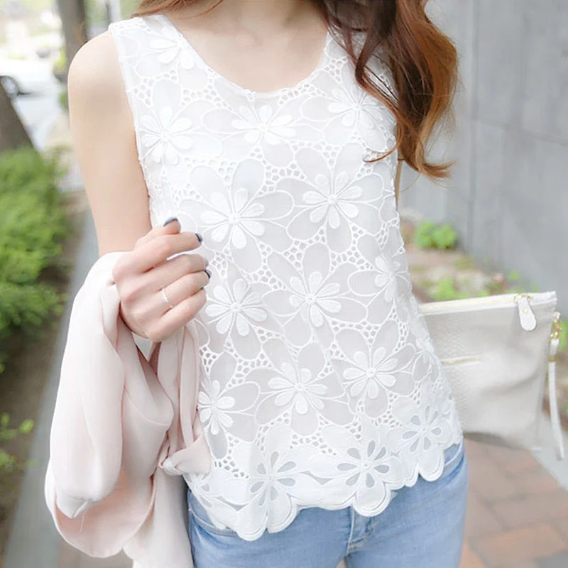 Womens Blouse Shirt Femininas Summer Tops and Blouses Lace Elegant Sleeveless Blusas Crochet Casual Holidays Plus Size Women Elegant Embroidery Blouse Womens Blouse Shirt Femininas Summer Tops and Blouses Lace Elegant Sleeveless Blusas Crochet Casual Holidays Plus Size Women Elegant Embroidery Blouse
