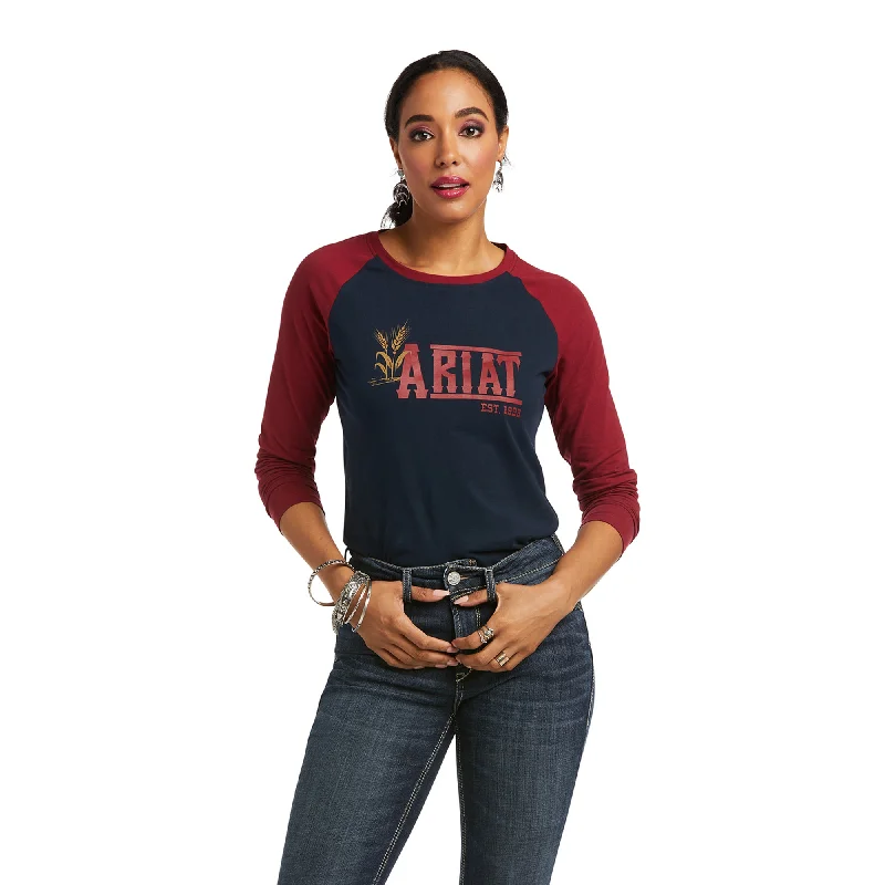 10038062 Ariat Women's REAL Graphic LS Tee Dark Sapphire Zippered Front Buttoned Front Snap Front 10038062 Ariat Women's REAL Graphic LS Tee Dark Sapphire Zippered Front Buttoned Front Snap Front