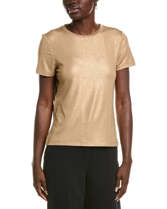 Anne Klein Foil Print T-Shirt Welt Pockets Slit Pockets