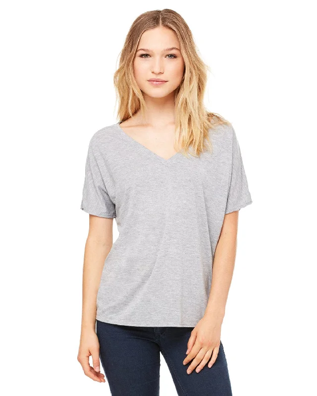 Bella+Canvas Ladies Flowy Simple V-Neck T-Shirt | Athletic Heather Layered Multi-layer Single Layer Bella+Canvas Ladies Flowy Simple V-Neck T-Shirt | Athletic Heather Layered Multi-layer Single Layer
