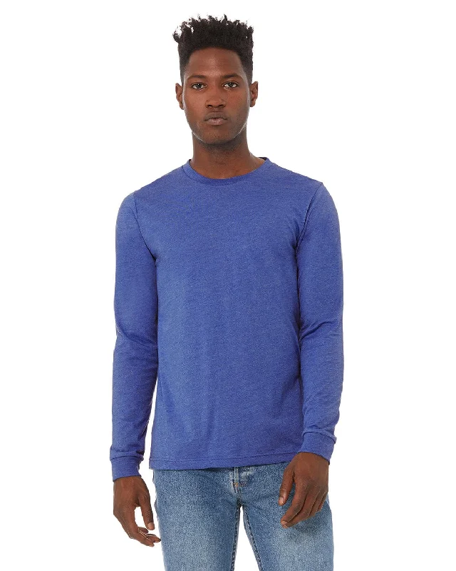 Bella+Canvas Long Sleeve Jersey T-Shirt | Heather Tru Royl Notch Collar Peter Pan Collar Cowl Neck Bella+Canvas Long Sleeve Jersey T-Shirt | Heather Tru Royl Notch Collar Peter Pan Collar Cowl Neck