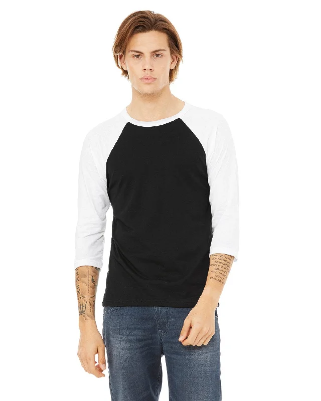 Bella+Canvas Unisex Triblend 3/4-Sleeve Baseball T-Shirt | Black/ White Spandex Blend Rayon Blend Denim Blend Bella+Canvas Unisex Triblend 3/4-Sleeve Baseball T-Shirt | Black/ White Spandex Blend Rayon Blend Denim Blend