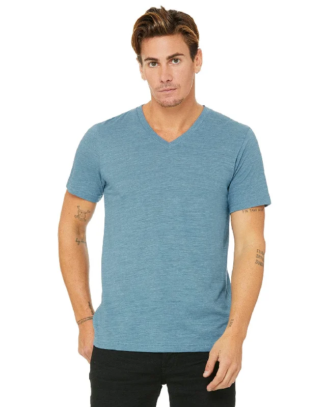Bella+Canvas Unisex V-Neck T-Shirt | Denim Slub Ribbed T-Shirt High Neck Heavyweight Bella+Canvas Unisex V-Neck T-Shirt | Denim Slub Ribbed T-Shirt High Neck Heavyweight
