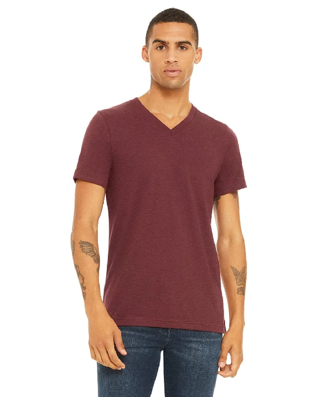 Bella+Canvas Unisex V-Neck T-Shirt | Heather Cardinal Collared Crew Neck Turtle Neck Bella+Canvas Unisex V-Neck T-Shirt | Heather Cardinal Collared Crew Neck Turtle Neck