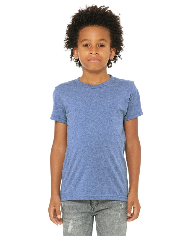 Bella+Canvas Youth Triblend Short Sleeve T-Shirt | Blue Triblend Seamless Knitted Crochet Bella+Canvas Youth Triblend Short Sleeve T-Shirt | Blue Triblend Seamless Knitted Crochet