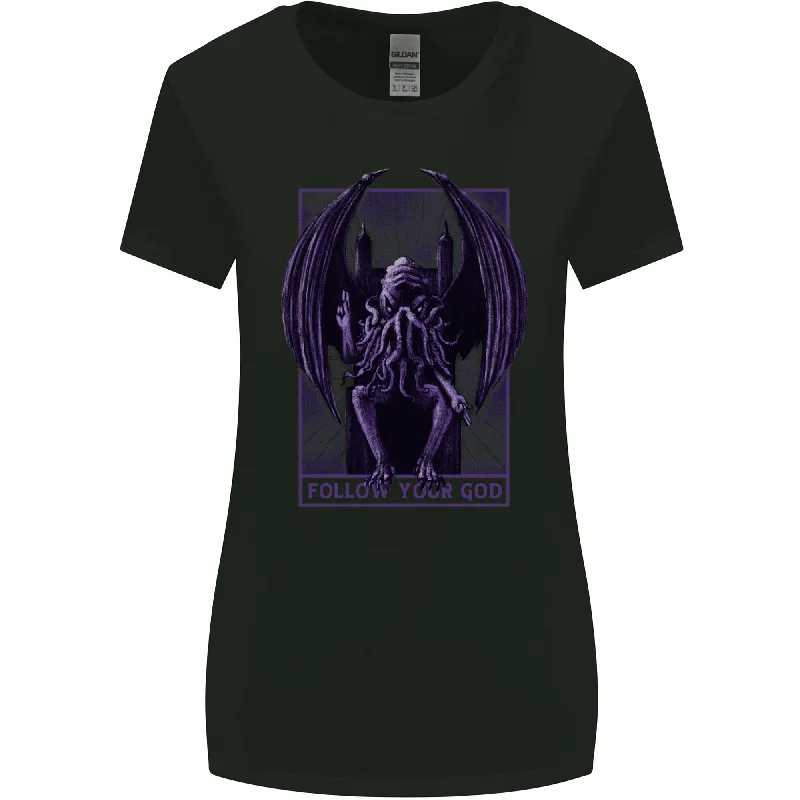 Cthulhu Follow Your God Kraken Mythology Womens Wider Cut T-Shirt Chenille Blend Fleece Blend Nylon Blend Cthulhu Follow Your God Kraken Mythology Womens Wider Cut T-Shirt Chenille Blend Fleece Blend Nylon Blend