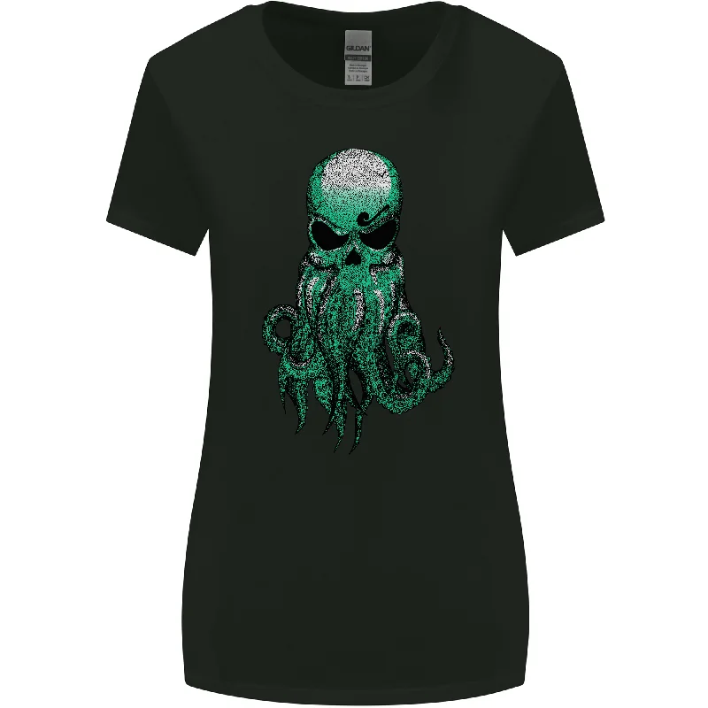 Cthulhu Green Kraken Octopus Skull Womens Wider Cut T-Shirt Welt Pockets Slit Pockets Flap Pockets Cthulhu Green Kraken Octopus Skull Womens Wider Cut T-Shirt Welt Pockets Slit Pockets Flap Pockets