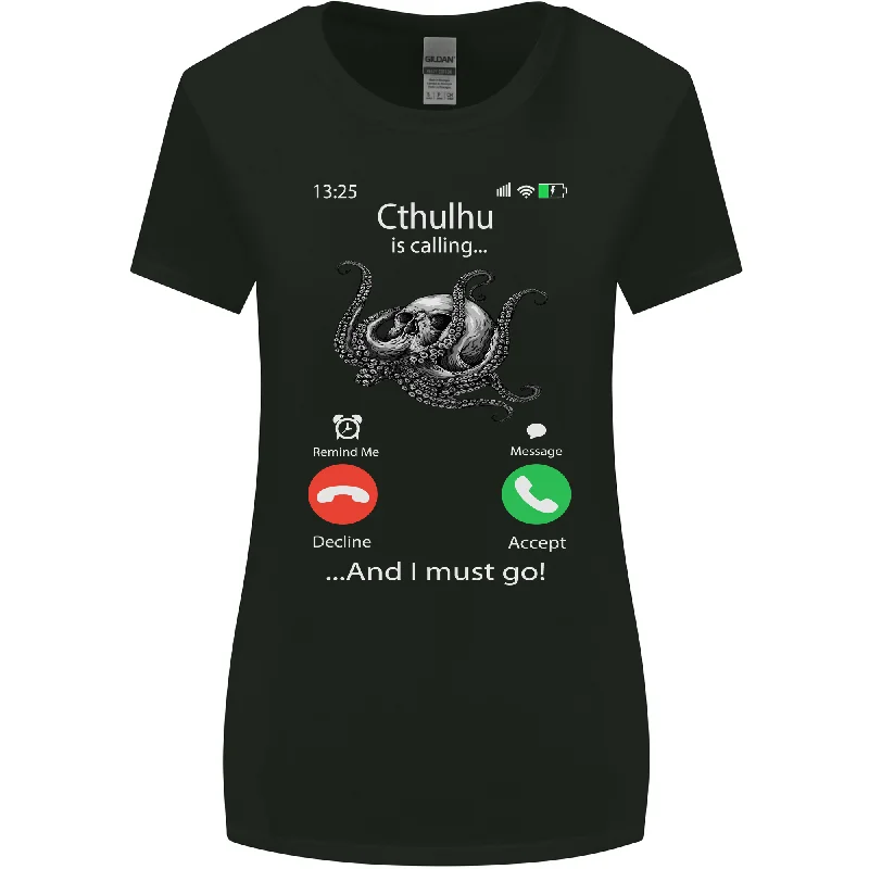 Cthulhu Is Calling Funny Kraken Womens Wider Cut T-Shirt Rayon Fabric Velvet Fabric Corduroy Fabric Cthulhu Is Calling Funny Kraken Womens Wider Cut T-Shirt Rayon Fabric Velvet Fabric Corduroy Fabric