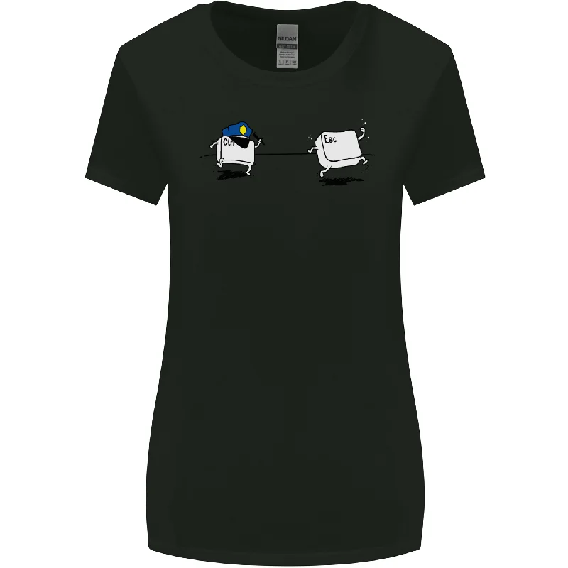 Ctrl Esc Funny Keyboard Police Gaming Gamer Womens Wider Cut T-Shirt Spandex Blend Rayon Blend Denim Blend Ctrl Esc Funny Keyboard Police Gaming Gamer Womens Wider Cut T-Shirt Spandex Blend Rayon Blend Denim Blend