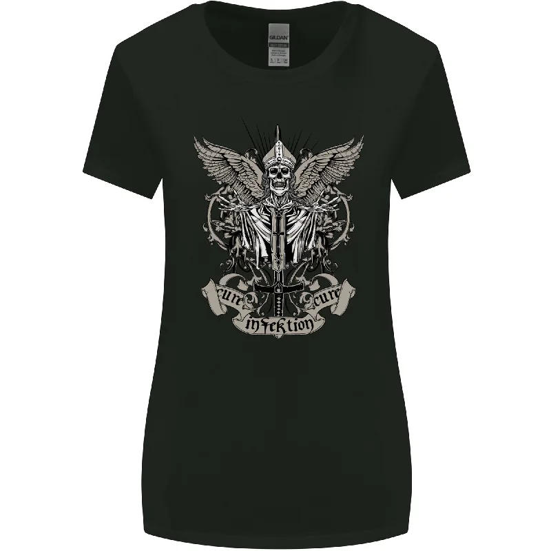 Cure the Infektion Skull Motorbike Biker Womens Wider Cut T-Shirt Modern Contemporary Chic Cure the Infektion Skull Motorbike Biker Womens Wider Cut T-Shirt Modern Contemporary Chic