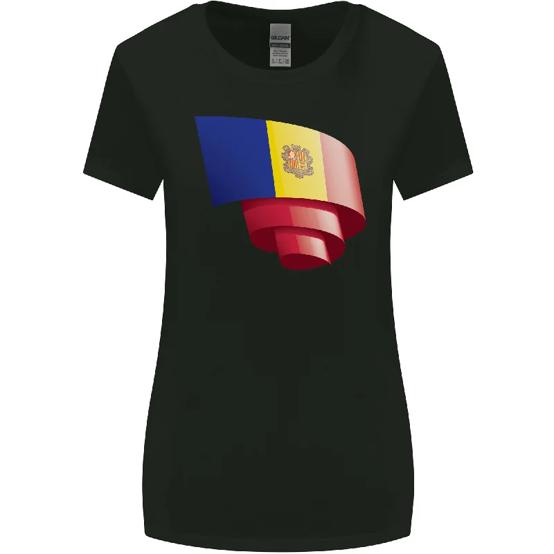 Curled Andorra Flag Andorran Day Football Womens Wider Cut T-Shirt Plaid T-Shirt Polka Dot Checkered Curled Andorra Flag Andorran Day Football Womens Wider Cut T-Shirt Plaid T-Shirt Polka Dot Checkered