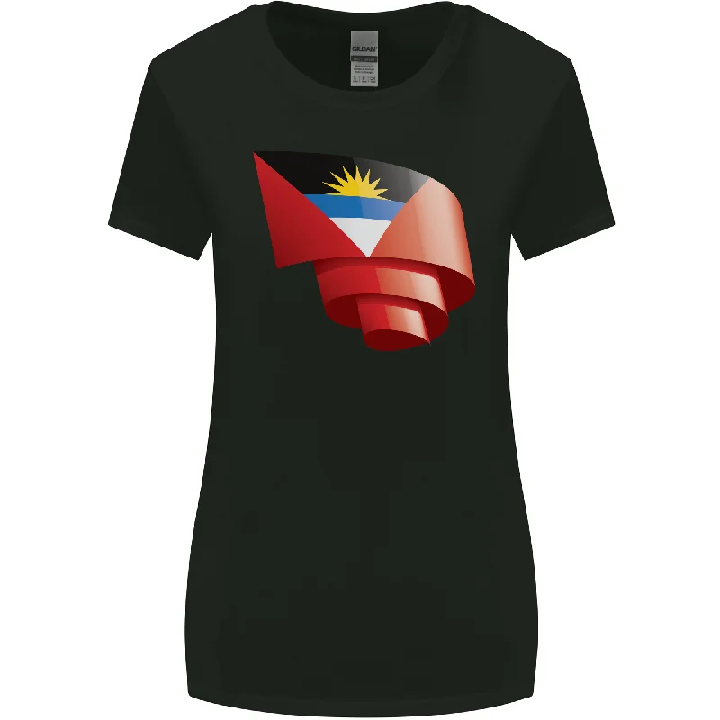 Curled Antigua and Barbuda Flag Day Football Womens Wider Cut T-Shirt Notch Collar Peter Pan Collar Cowl Neck Curled Antigua and Barbuda Flag Day Football Womens Wider Cut T-Shirt Notch Collar Peter Pan Collar Cowl Neck
