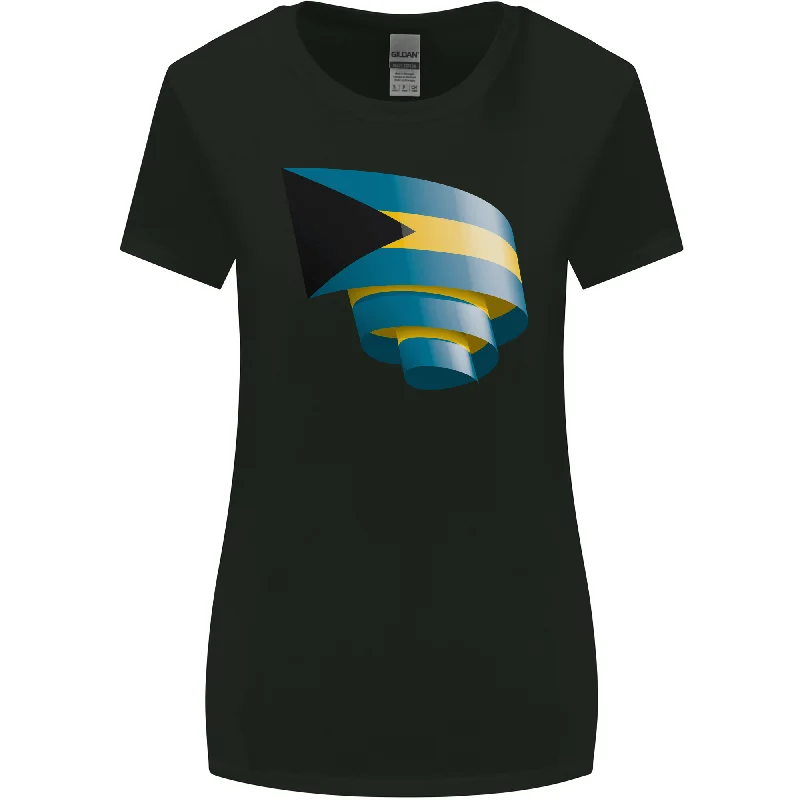 Curled Bahamas Flag Bahamians Day Football Womens Wider Cut T-Shirt Notch Collar Peter Pan Collar Cowl Neck Curled Bahamas Flag Bahamians Day Football Womens Wider Cut T-Shirt Notch Collar Peter Pan Collar Cowl Neck