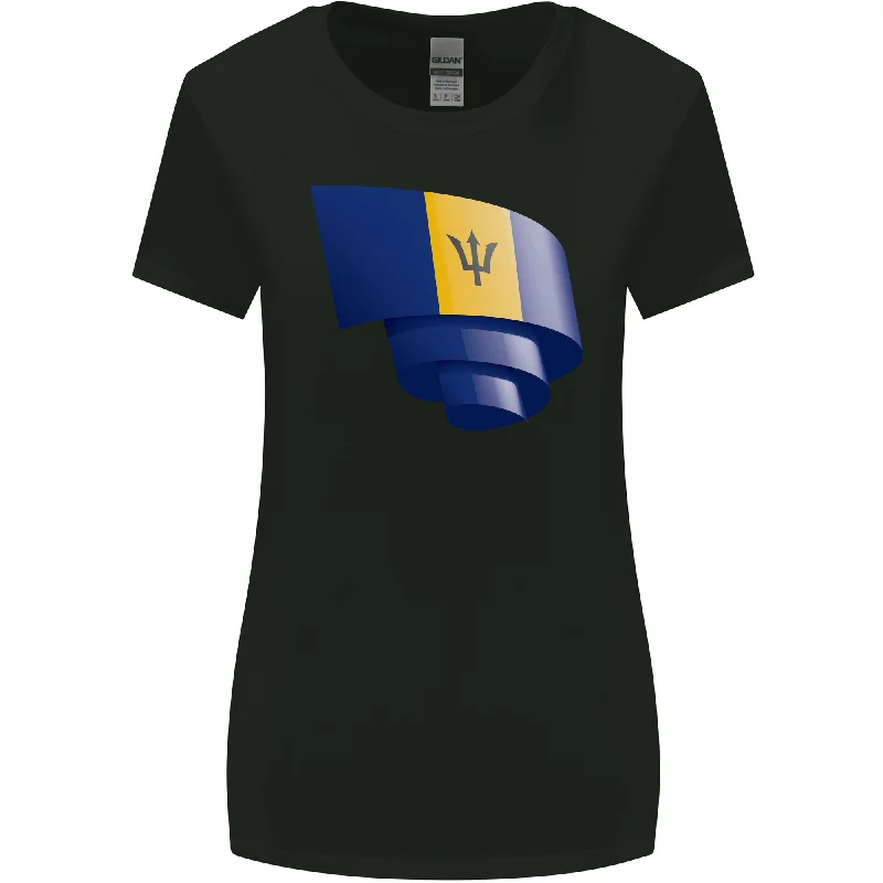 Curled Barbados Flag Barbadians Day Football Womens Wider Cut T-Shirt Mesh Blend Leather Blend Suede Blend Curled Barbados Flag Barbadians Day Football Womens Wider Cut T-Shirt Mesh Blend Leather Blend Suede Blend