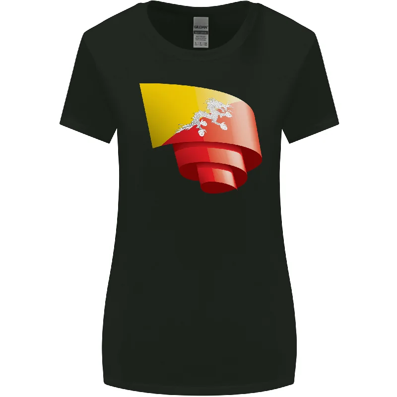 Curled Bhutan Flag Bhutanese Day Football Womens Wider Cut T-Shirt Mesh Blend Leather Blend Suede Blend Curled Bhutan Flag Bhutanese Day Football Womens Wider Cut T-Shirt Mesh Blend Leather Blend Suede Blend