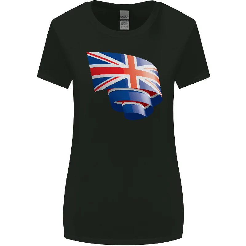 Curled British Flag Union Jack Britain Womens Wider Cut T-Shirt Machine Wash Dry Clean Hand Wash Curled British Flag Union Jack Britain Womens Wider Cut T-Shirt Machine Wash Dry Clean Hand Wash
