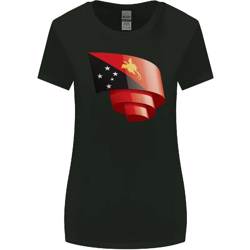 Curled Papua New Guinea Flag Day Football Womens Wider Cut T-Shirt Silk Blend Satin Velvet Curled Papua New Guinea Flag Day Football Womens Wider Cut T-Shirt Silk Blend Satin Velvet