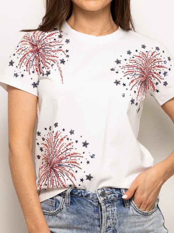 Fancy Firework Tee Boxy Fit Fitted Loose