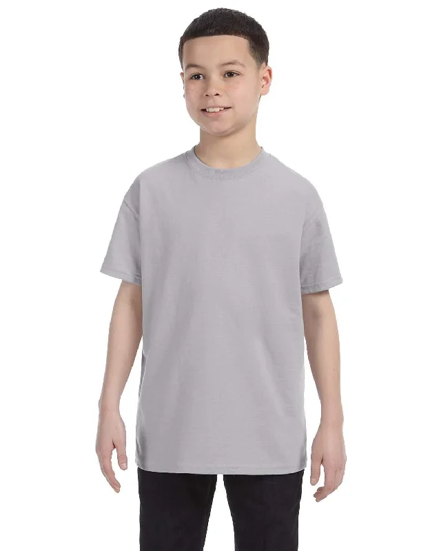 Jerzees Youth Heavyweight 50/50 T-Shirt | Silver Seamless Knitted Crochet