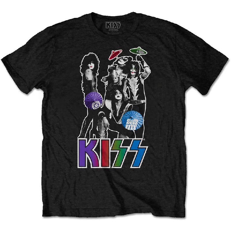 KISS | Official Band T-Shirt | Umbrellas Beaded Sequined Faux Fur