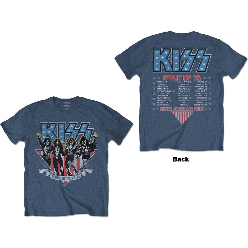 KISS | Official Band T-Shirt | Americana (Back Print) Collared T-Shirt Boat Neck A-Line KISS | Official Band T-Shirt | Americana (Back Print) Collared T-Shirt Boat Neck A-Line