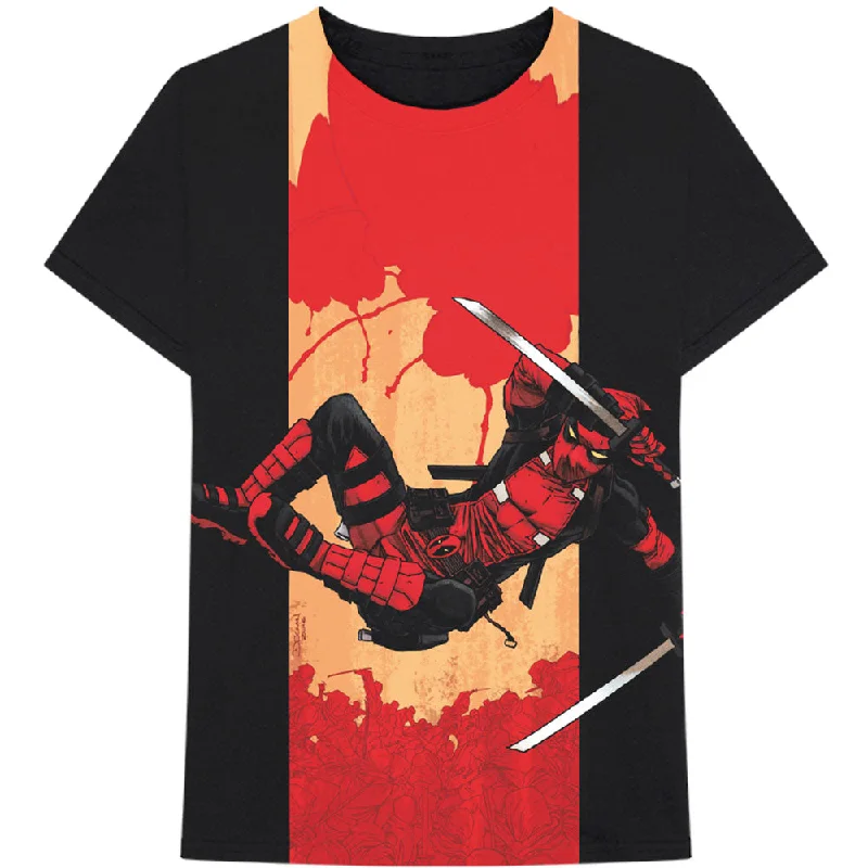 Marvel Comics | Official Band T-Shirt | Deadpool Samurai Satin Fabric Silk Fabric Chiffon Fabric Marvel Comics | Official Band T-Shirt | Deadpool Samurai Satin Fabric Silk Fabric Chiffon Fabric
