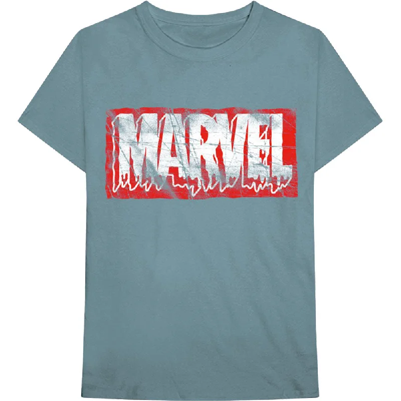 Marvel Comics | Official Band T-Shirt | Distressed Dripping Logo Satin Blend Silk Blend Wool Blend Marvel Comics | Official Band T-Shirt | Distressed Dripping Logo Satin Blend Silk Blend Wool Blend