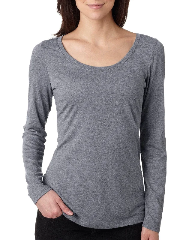 Next Level Ladies Triblend Long Sleeve Scoop Tee | Premium Heather Ribbed T-Shirt High Neck Heavyweight Next Level Ladies Triblend Long Sleeve Scoop Tee | Premium Heather Ribbed T-Shirt High Neck Heavyweight