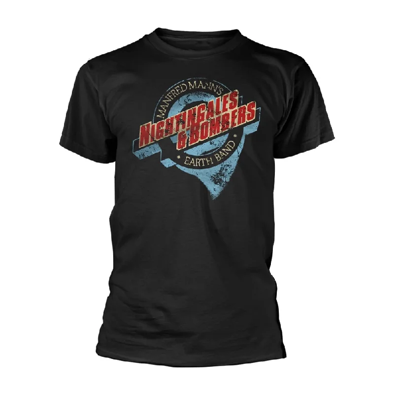 Manfred Mann's Earth Band Unisex T-shirt: Nightingales & Bombers (back print) Asymmetrical Pockets Print Manfred Mann's Earth Band Unisex T-shirt: Nightingales & Bombers (back print) Asymmetrical Pockets Print