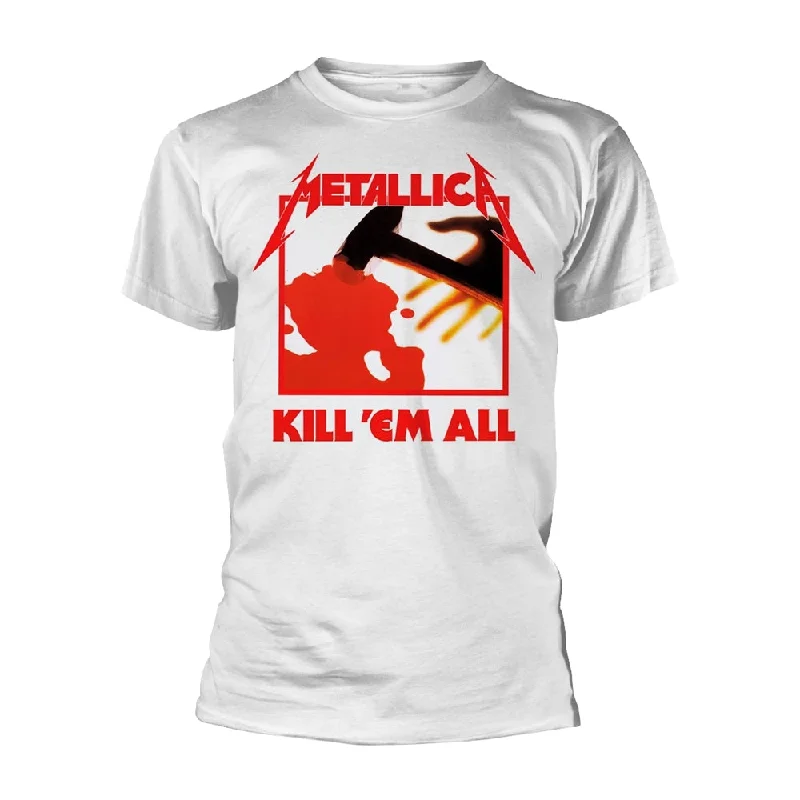 Metallica Unisex T-shirt: Kill Em All (White) (back print) Spandex Blend Rayon Blend Denim Blend Metallica Unisex T-shirt: Kill Em All (White) (back print) Spandex Blend Rayon Blend Denim Blend