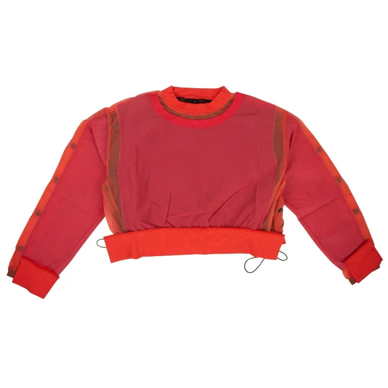 Unravel Project Nylon Double Panel T-Shirt - Red Zippered Front Buttoned Front Snap Front