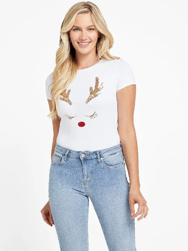 Vixen Crewneck Sequin Tee Notch Collar Peter Pan Collar Cowl Neck