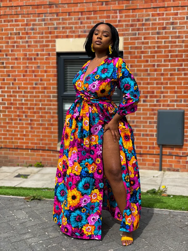 Avita Ankara Maxi Dress | Pink Floral Multicoloured African Print Comfortable Casual Maxi Dress Avita Ankara Maxi Dress | Pink Floral Multicoloured African Print Comfortable Casual Maxi Dress